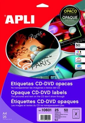 Etikett, CD/DVD, A4, teljes lefedettségű, matt, APLI "Mega"