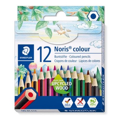 Színes ceruza készlet, hatszögletű, félhosszú, STAEDTLER "Noris Colour 185", 12 különböző szín